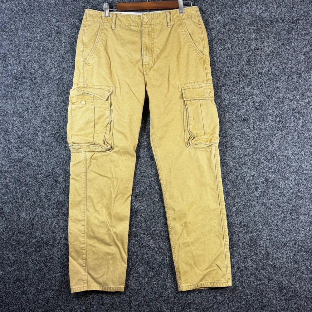 Levis Mens Khaki Tan Cotton Twill Straight Leg Cargo Pants